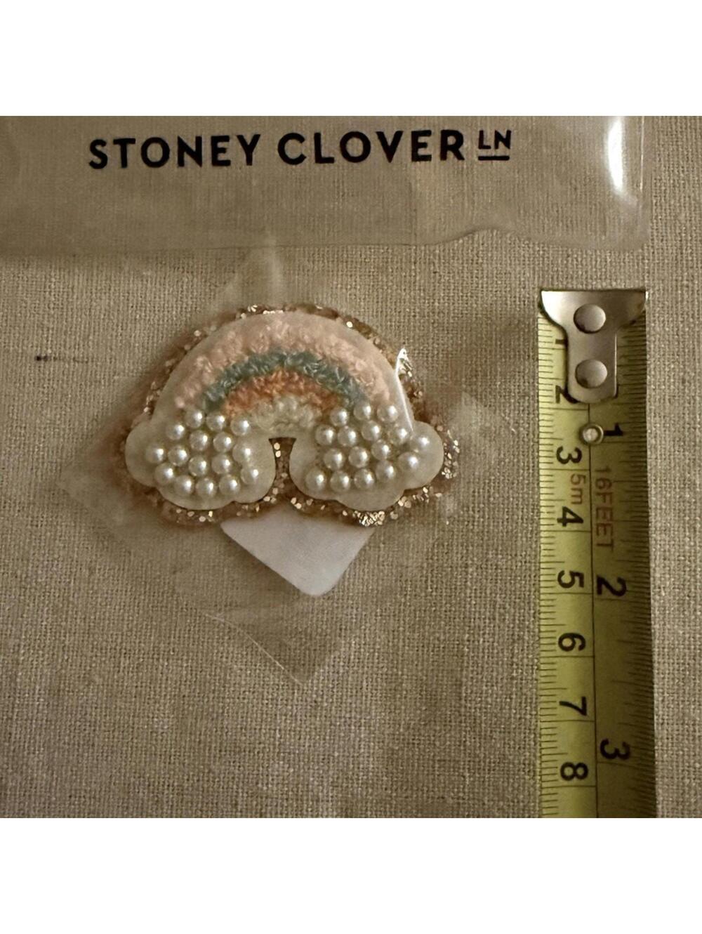 Stoney Clover Lane Embroidered Glitter Pearl rainbow  Patch NWT